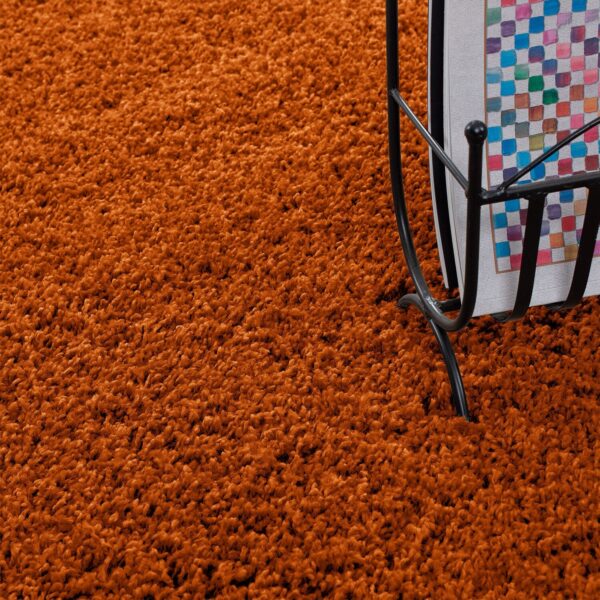Orange Verona Thick Shaggy Rug pile detail Rugstars UK
