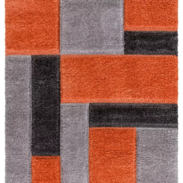 Orange Zonic Patchwork Shaggy Rug detail view 2 Rugstars UK