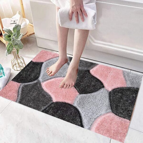 Pink Grey Pona Pebble Shaggy Rug detail view 1 Rugstars UK