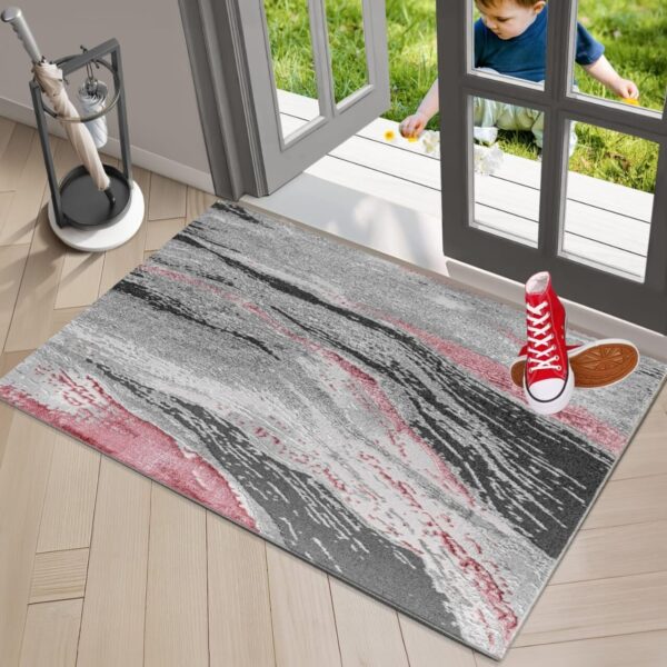 Pink Jeze Modern Distressed Rug detail view 2 Rugstars UK
