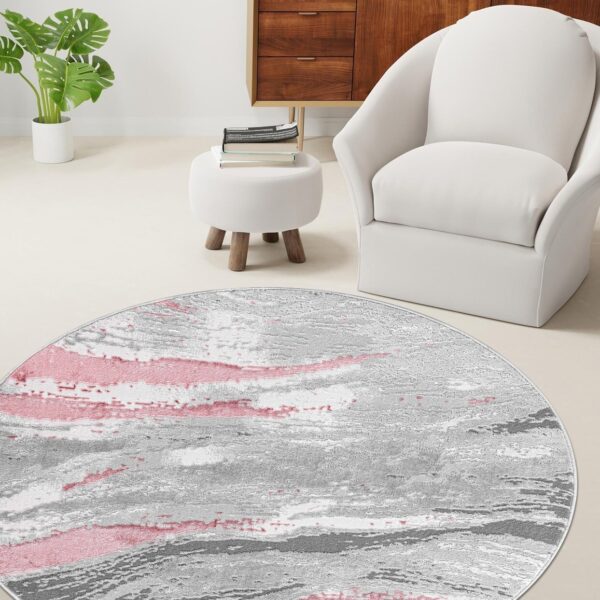 Pink Jeze Modern Distressed Rug detail view 3 Rugstars UK