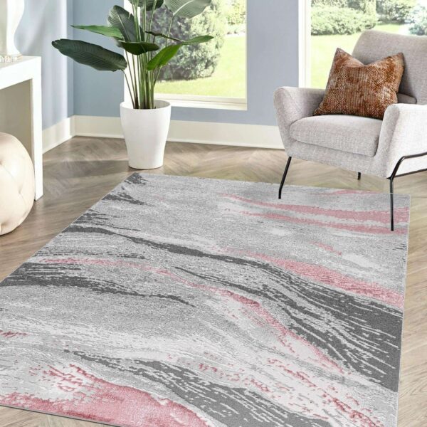 Pink Jeze Modern Distressed Rug detail view 4 Rugstars UK
