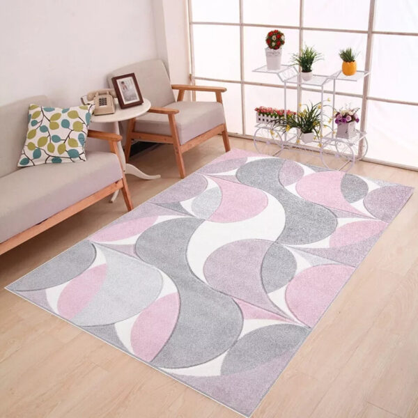 Pink Kenzo Geometric Area Rug detail view 2 Rugstars UK