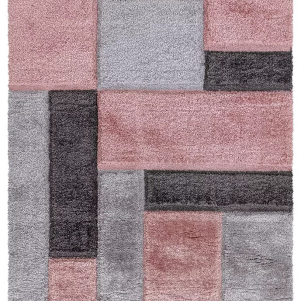 Pink Zonic Patchwork Shaggy Rug detail view 2 Rugstars UK