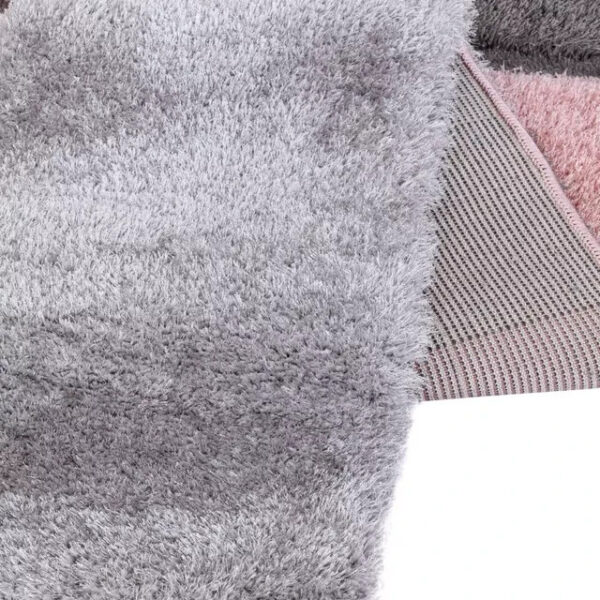 Pink Zonic Patchwork Shaggy Rug detail view 3 Rugstars UK