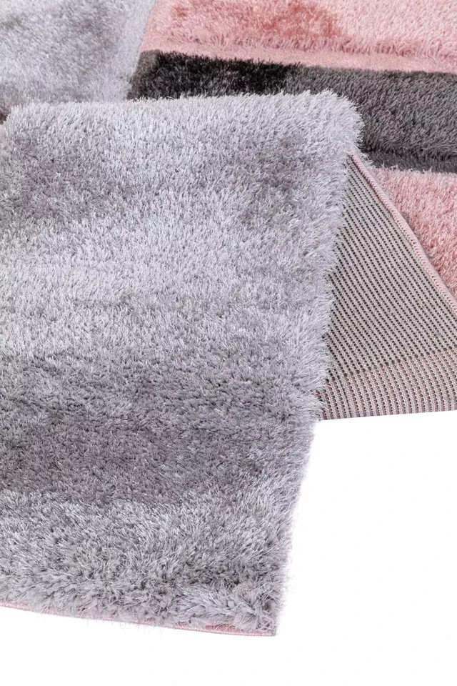 Pink Zonic Patchwork Shaggy Rug detail view 3 Rugstars UK
