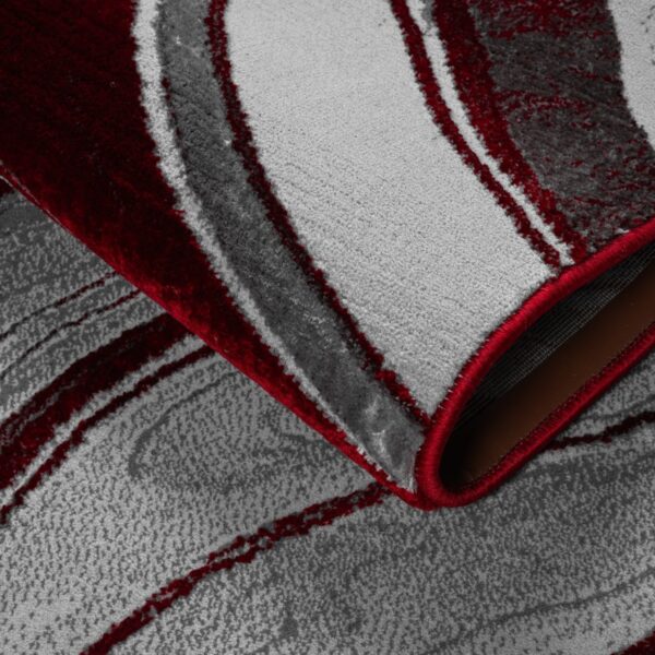 Red Gant Marble Effect Rug folded corner showing the backing Rugstars UK