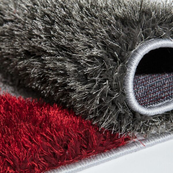 Red Grey Pona Pebble Shaggy Rug detail view 4 Rugstars UK