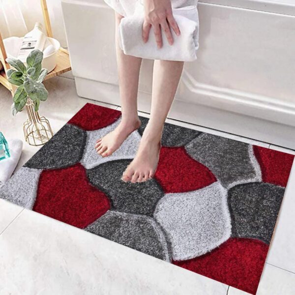 Red Grey Pona Pebble Shaggy Rug detail view 5 Rugstars UK