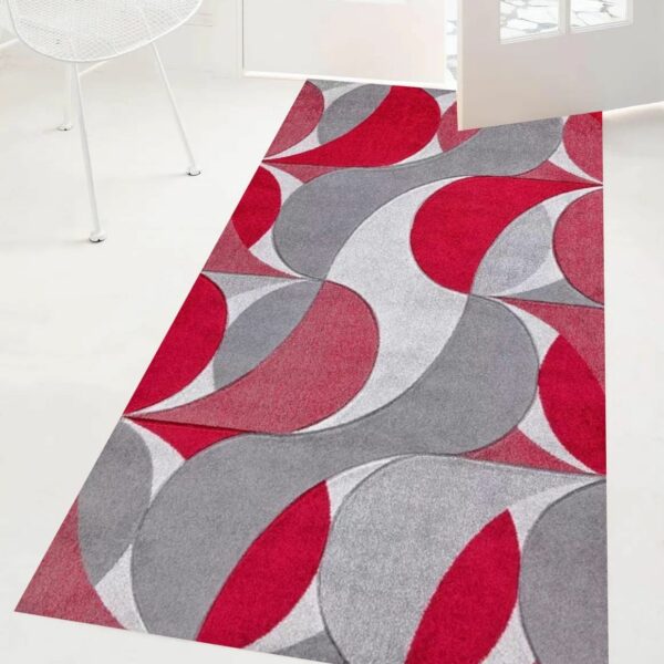 Red Kenzo Geometric Area Rug detail view 1 Rugstars UK