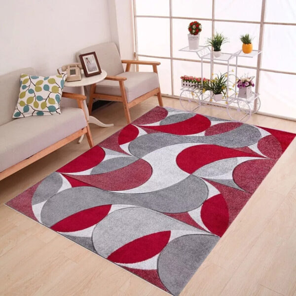Red Kenzo Geometric Area Rug detail view 2 Rugstars UK