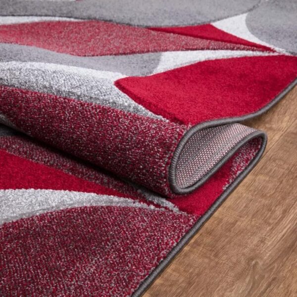 Red Kenzo Geometric Area Rug detail view 3 Rugstars UK
