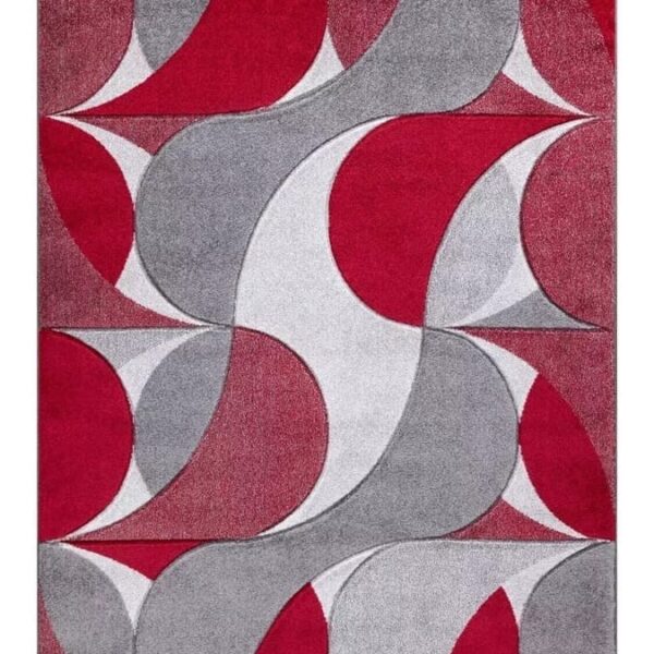 Red Kenzo Geometric Area Rug detail view 4 Rugstars UK