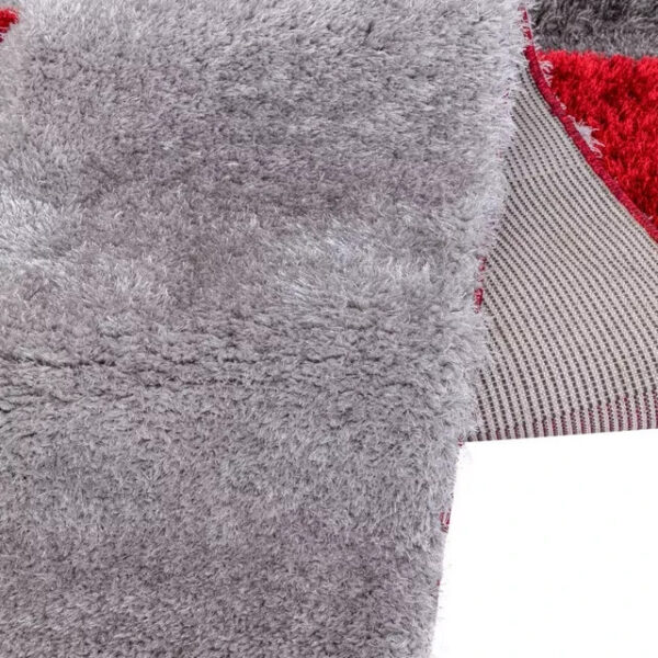 Red Zonic Patchwork Shaggy Rug detail view 3 Rugstars UK