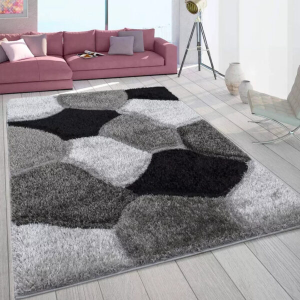 Silver Grey Pona Pebble Shaggy Rug detail view 1 Rugstars UK